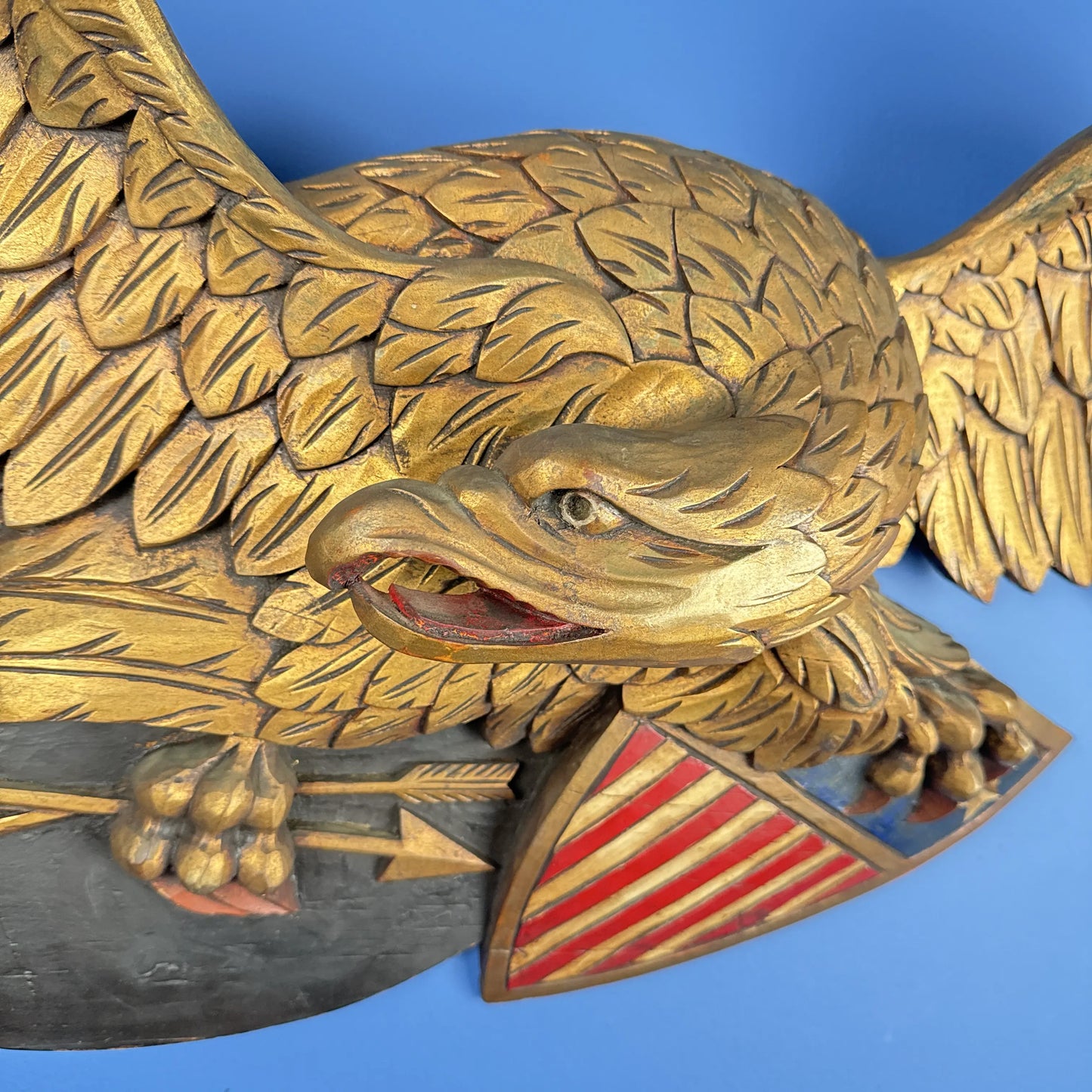 "Louisburg" Large Wooden Eagle — 44" wide — in the style of John Haley Bellamy
