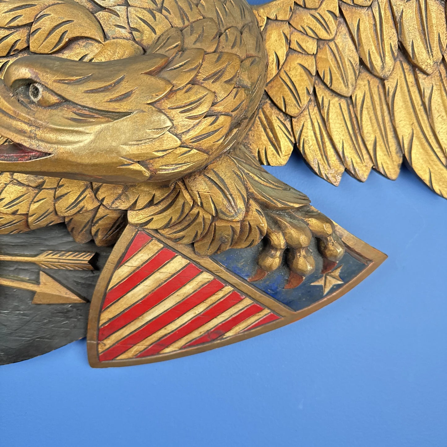 "Louisburg" Large Wooden Eagle — 44" wide — in the style of John Haley Bellamy