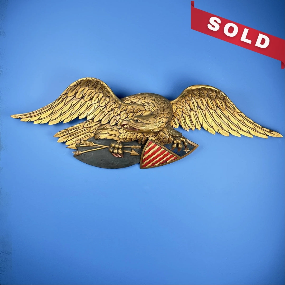 "Louisburg" Large Wooden Eagle — 44" wide — in the style of John Haley Bellamy