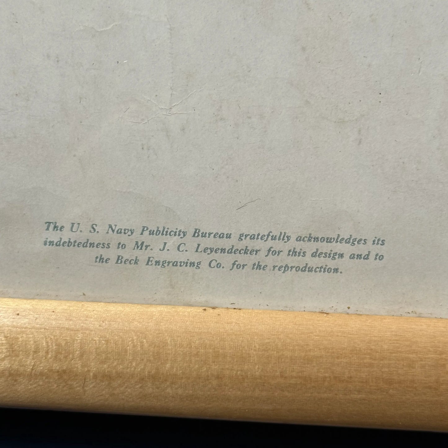 Original 1917 WWI Poster — "America Calls - Enlist In The Navy" — 42.75" x 30" — Framed