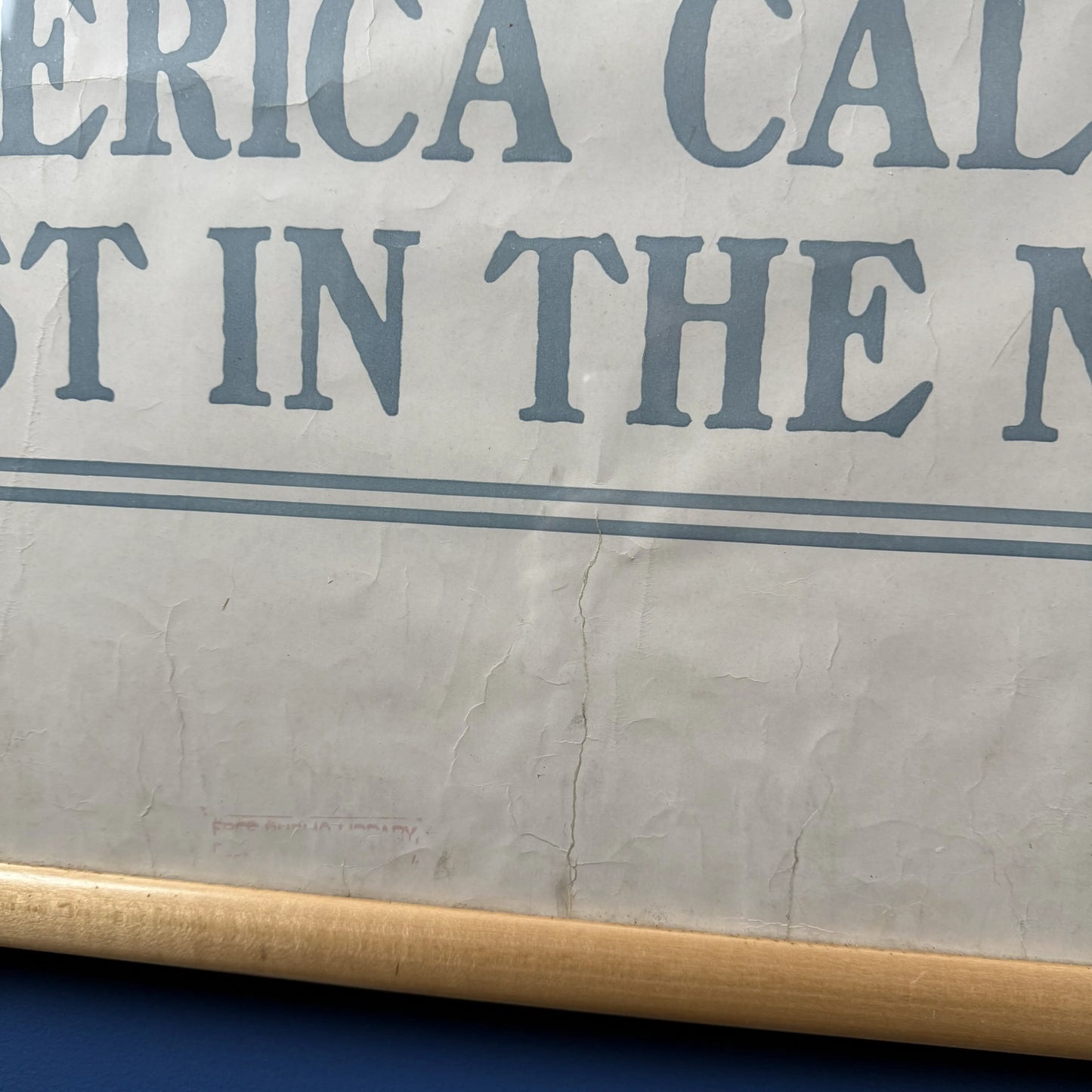 Original 1917 WWI Poster — "America Calls - Enlist In The Navy" — 42.75" x 30" — Framed