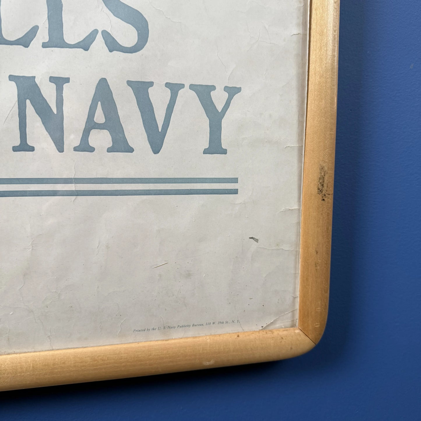 Original 1917 WWI Poster — "America Calls - Enlist In The Navy" — 42.75" x 30" — Framed
