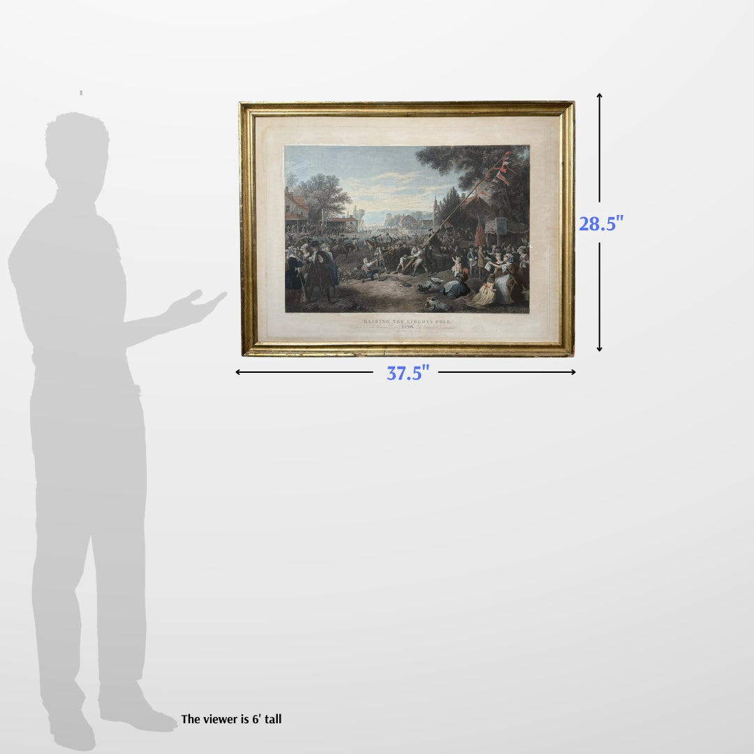 "Raising the Liberty Pole" — 1888 — Hand-colored engraving — 1888