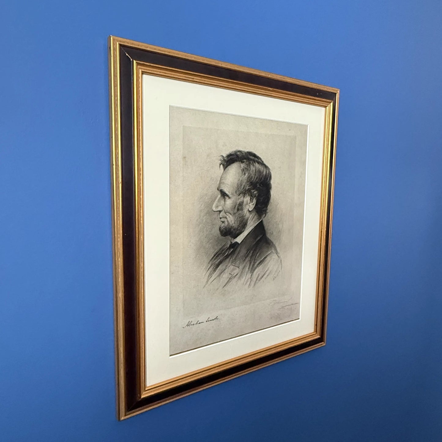 Lincoln Profile Portrait — Signed by the artist, Thomas Johnson — Framed — 1892