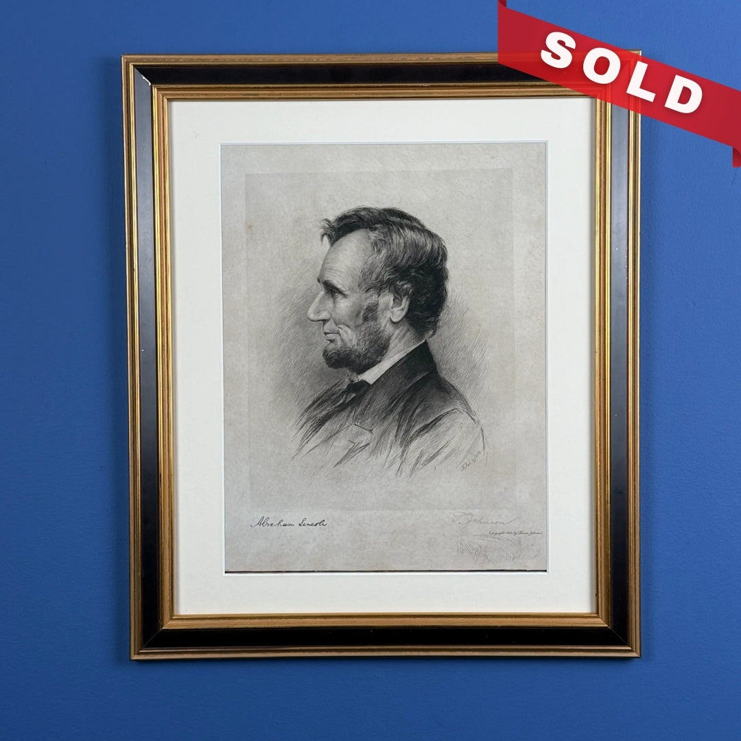 Lincoln Profile Portrait — Signed by the artist, Thomas Johnson — Framed — 1892