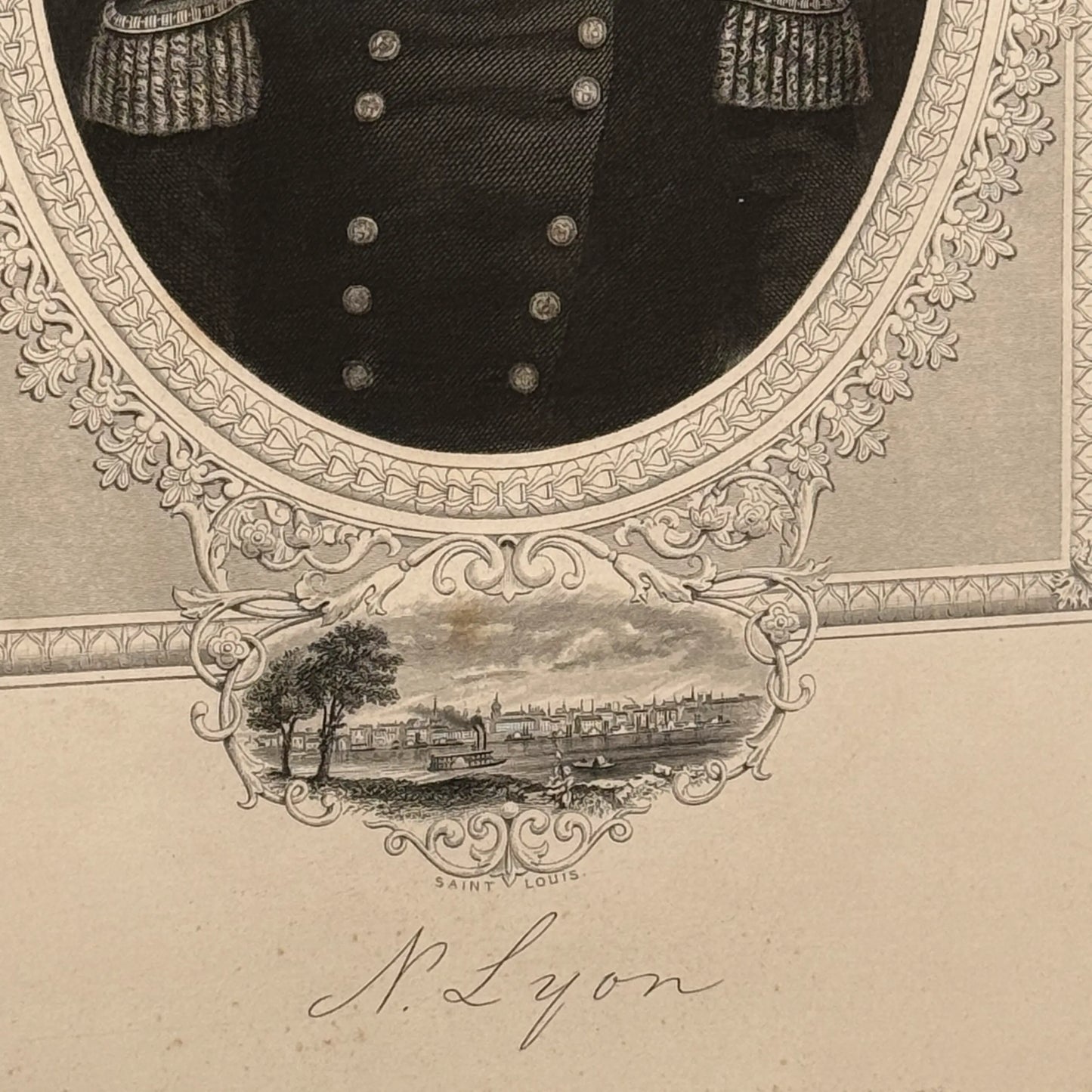 Engraving of General Nathaniel Lyon — Framed print — 1866
