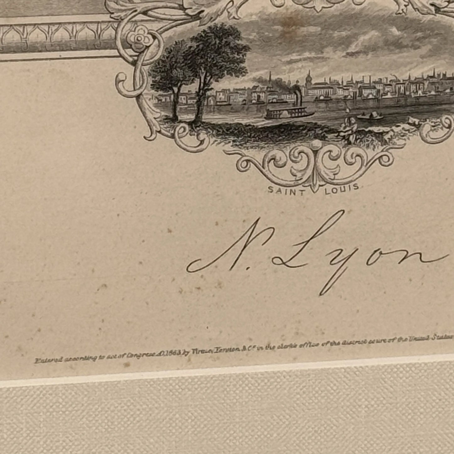 Engraving of General Nathaniel Lyon — Framed print — 1866