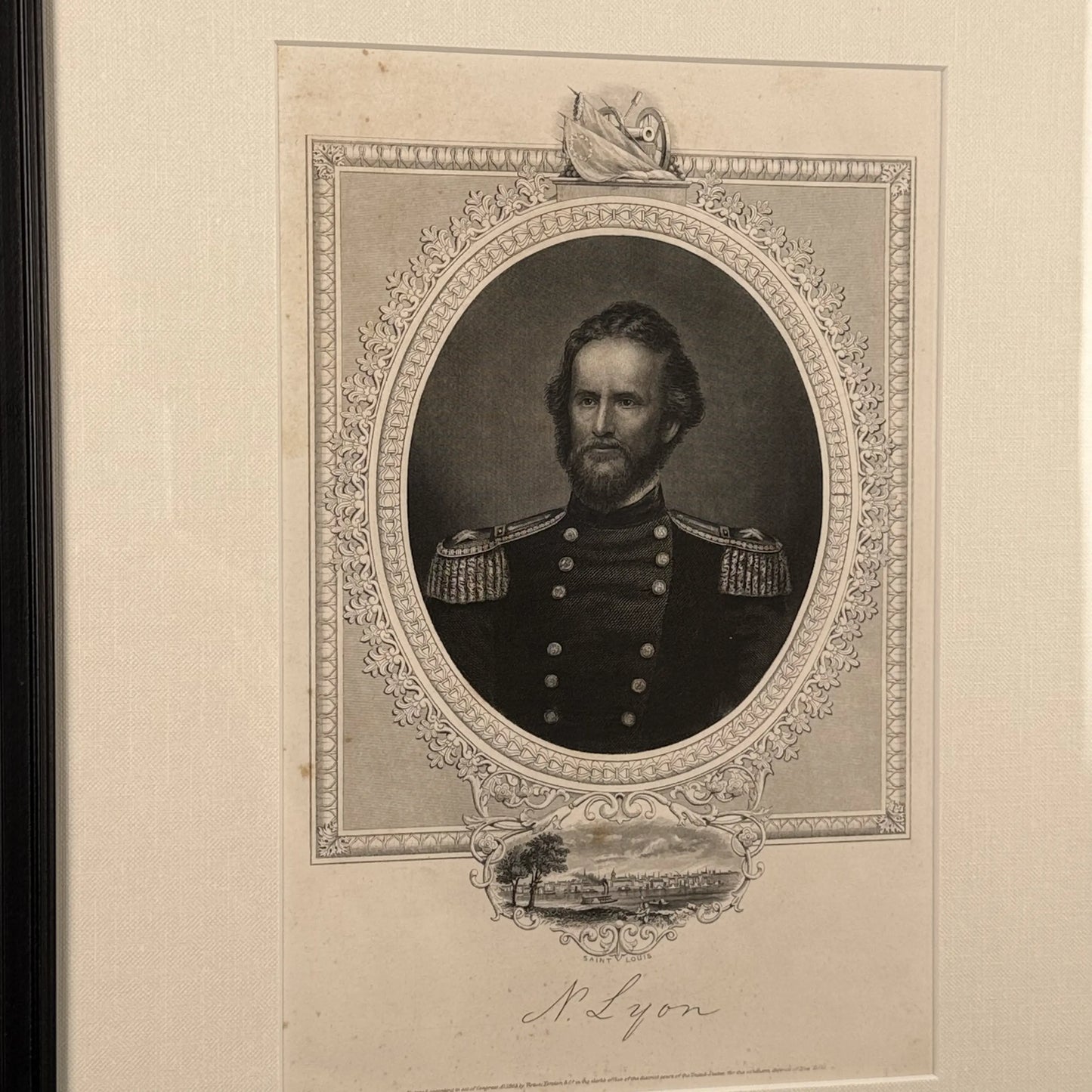 Engraving of General Nathaniel Lyon — Framed print — 1866