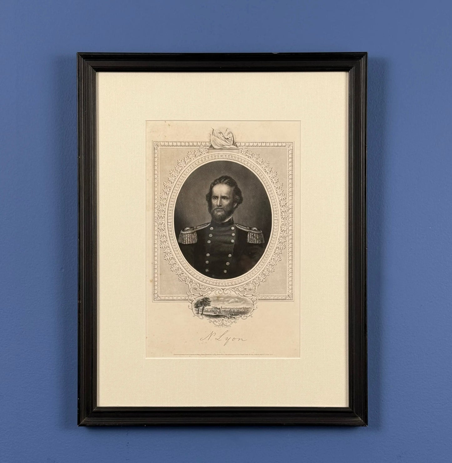 Engraving of General Nathaniel Lyon — Framed print — 1866