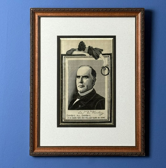 Framed William McKinley Mourning Silk — 1901