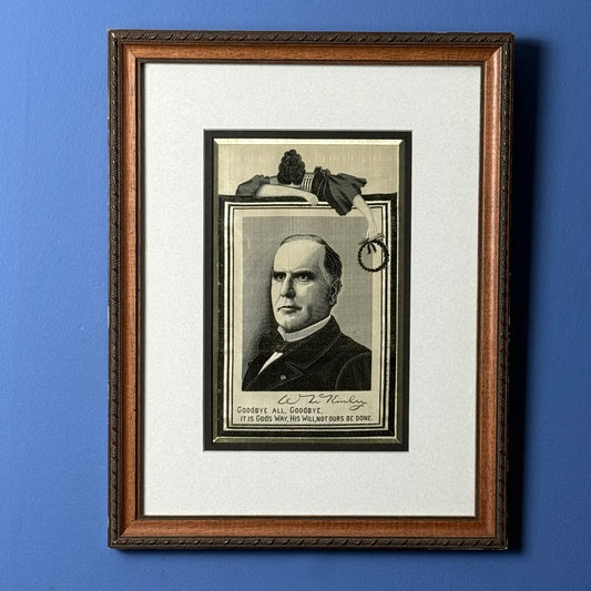 Framed William McKinley Mourning Silk — 1901