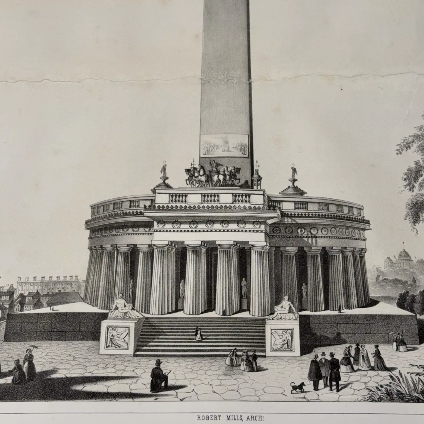 Washington Monument Fundraising Certificate — 1850 — With donor's name and amount — Framed