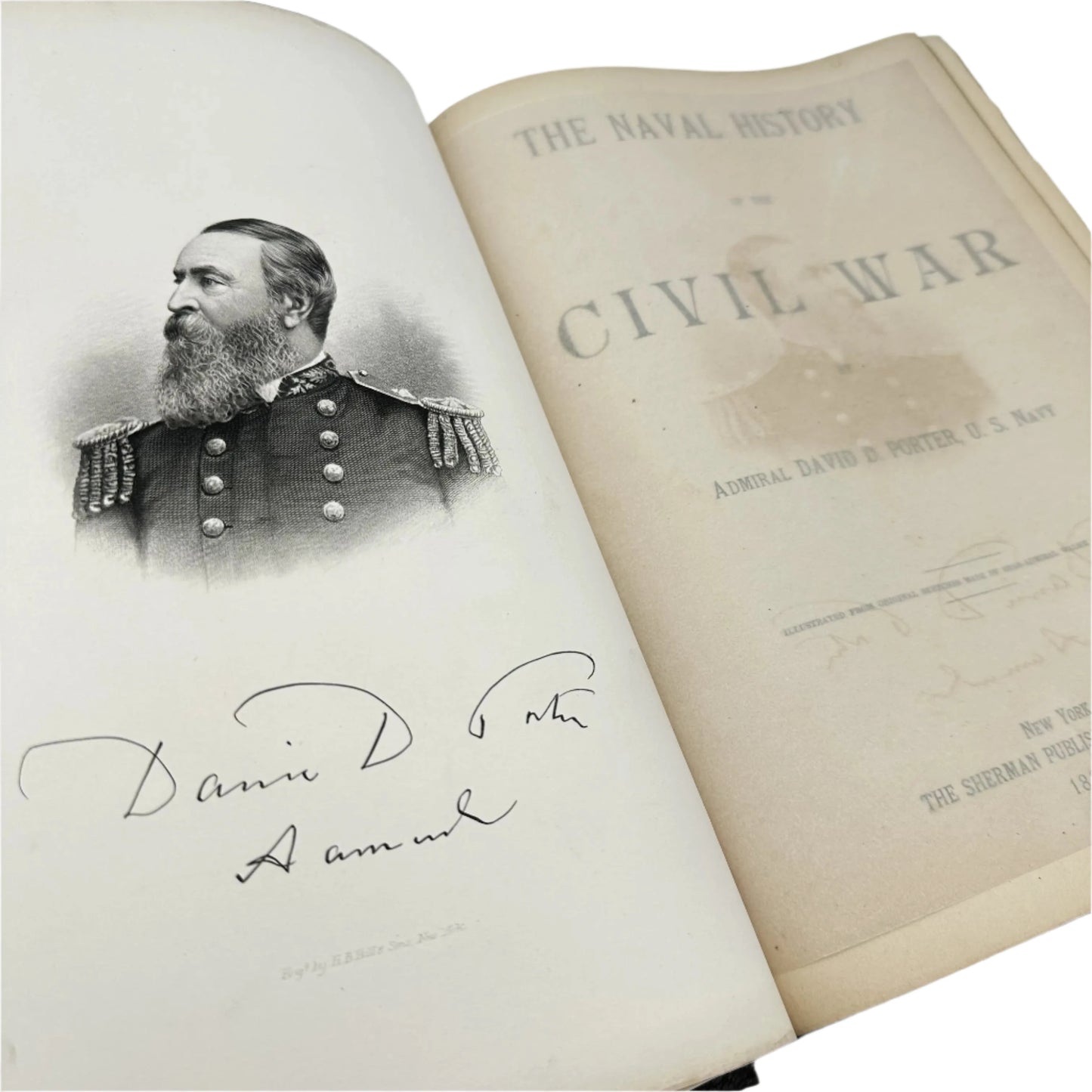 Signature of author Admiral David D. Porter in the 1886 book 'Naval History of the Civil War' — from The History List Store.