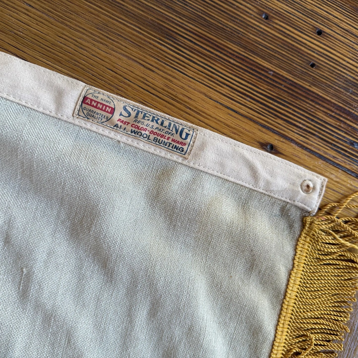 "Flag of New England" or the "Continental Flag" — Wool flag with gold fringe — Made by Annin