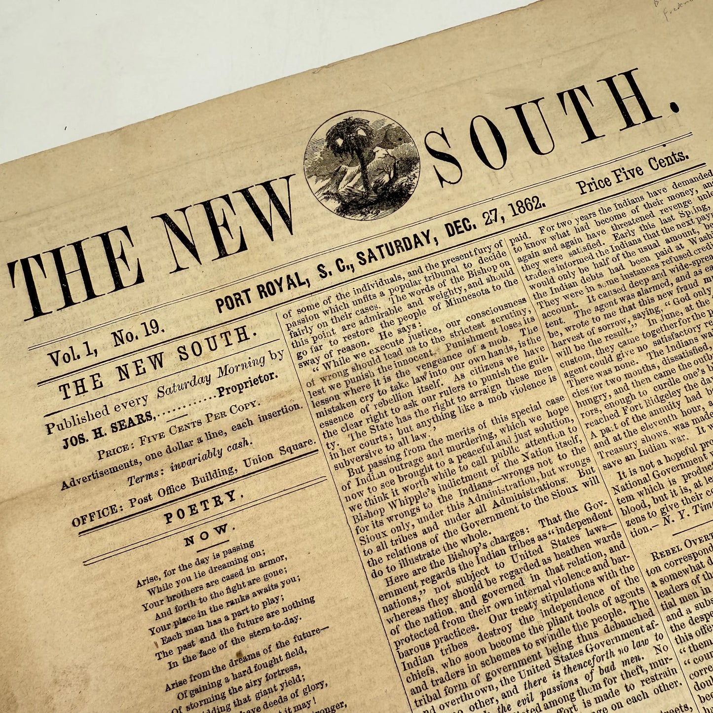 The New South — Union occupation newspaper — 1862