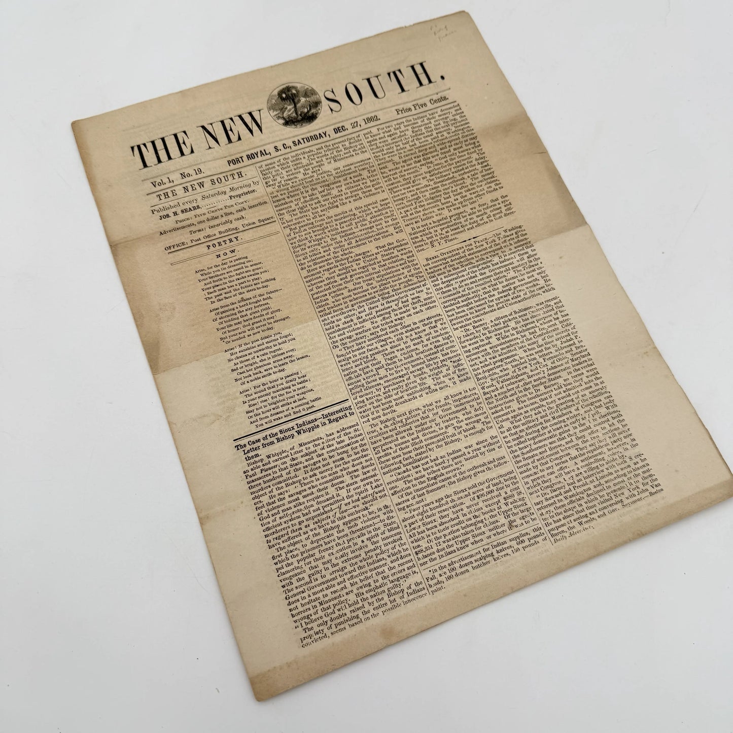 The New South — Union occupation newspaper — 1862