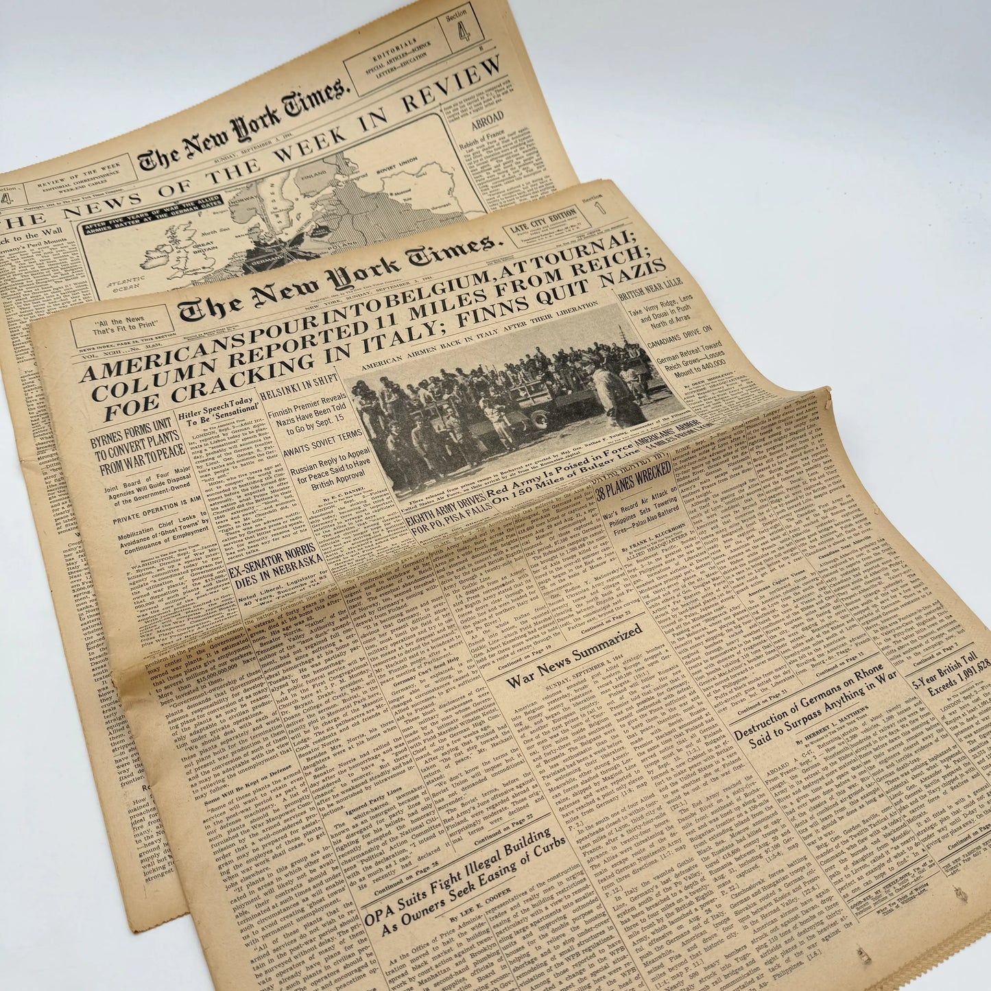 The New York Times — September 1, 3, 4, and 5, 1944 — Sold as a set