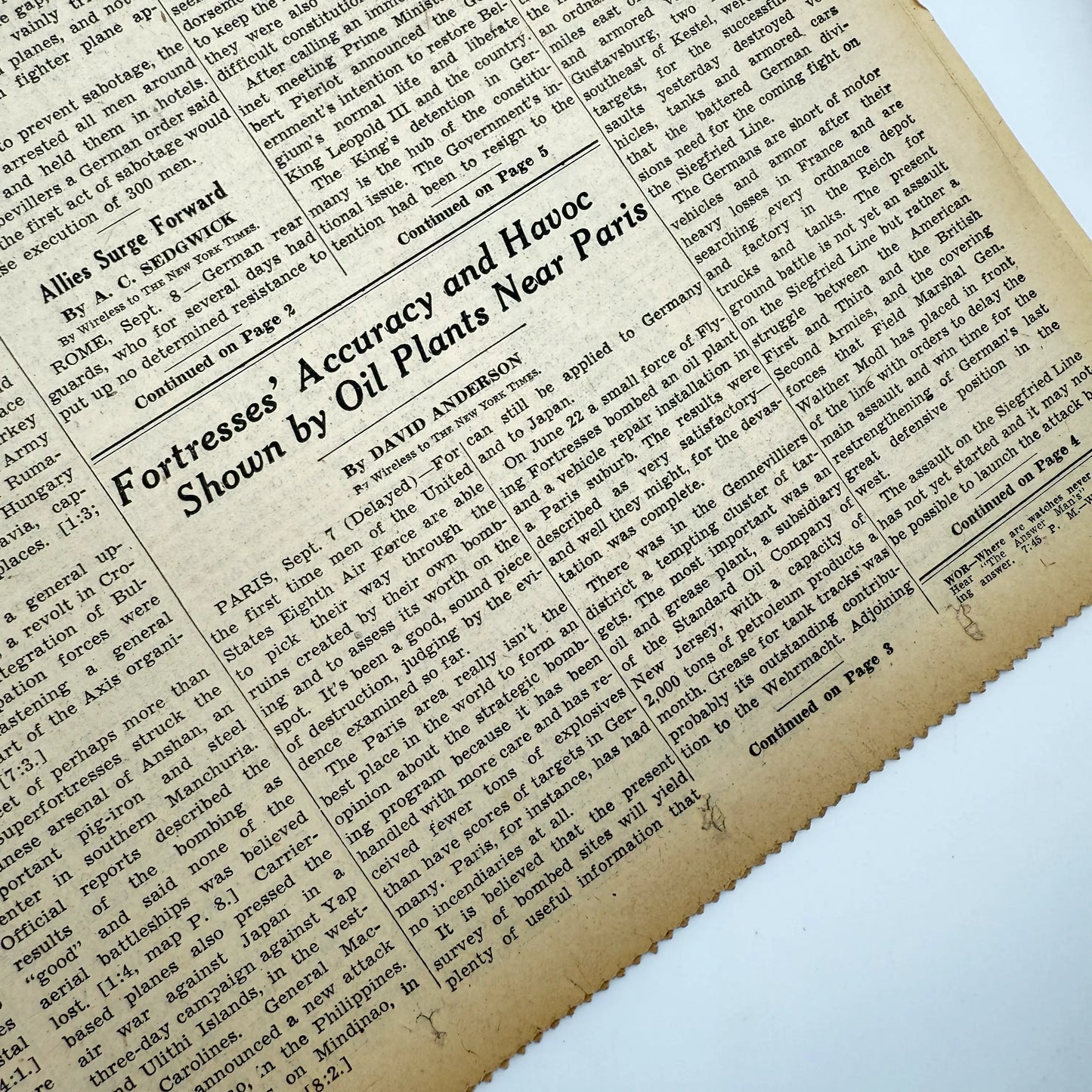 The New York Times — September 9 and 10, 1944 — Sold as a set