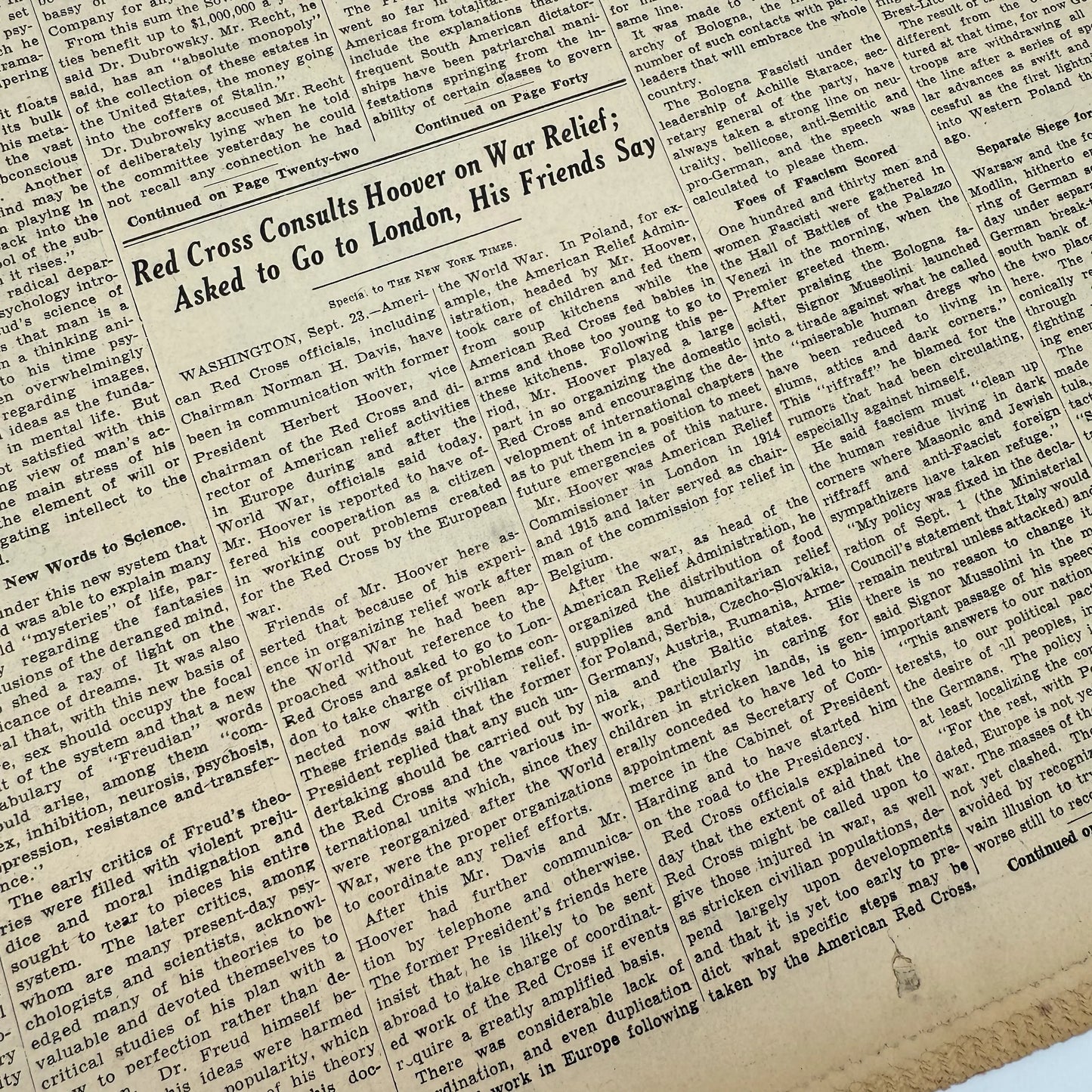 The outbreak of WWII in The New York Times — September 23 and 24, 1939 — Sold as a set