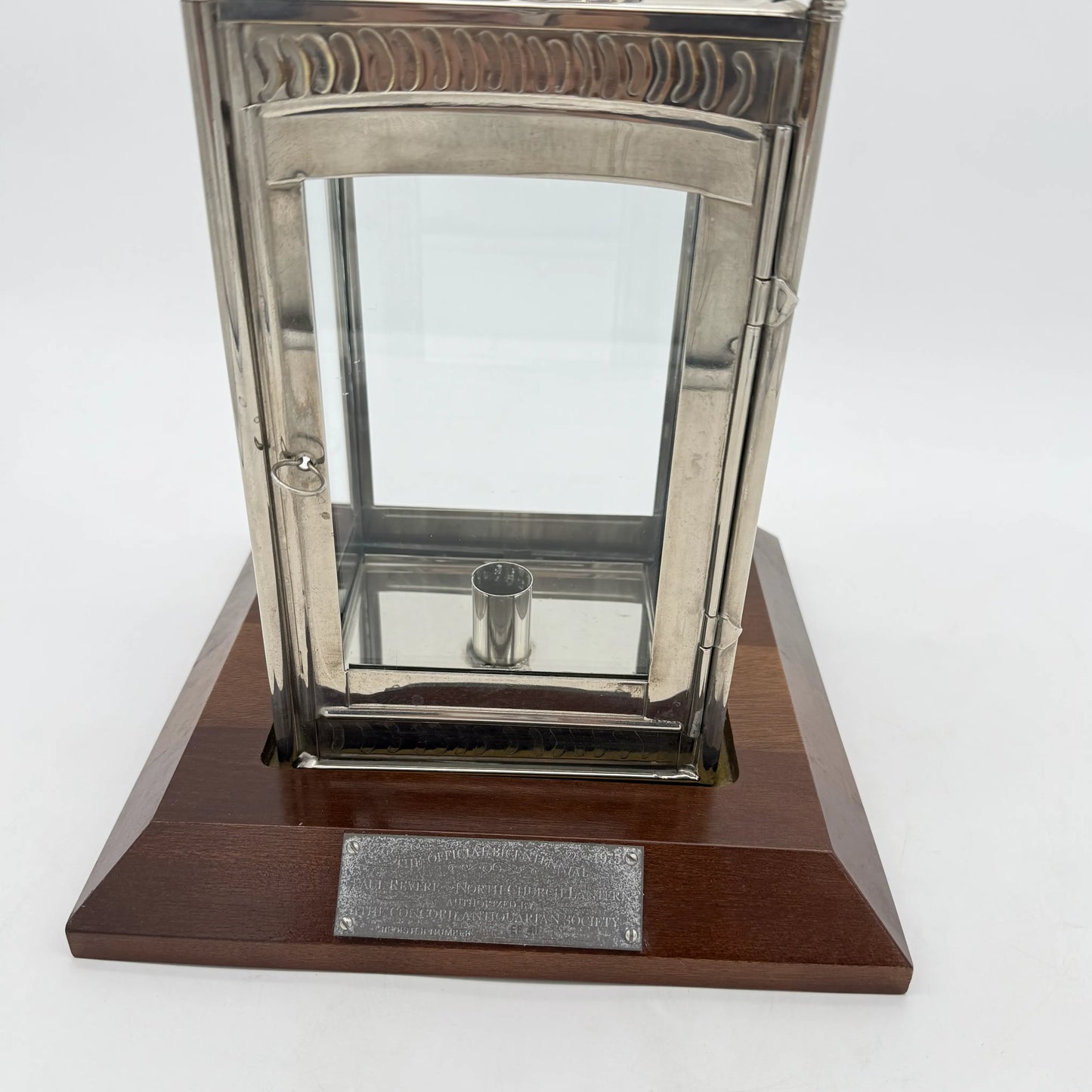 Closer detailed photo of "The Original Bicentennial Paul Revere ~ North Church Lantern — Numbered — Authorized by the Concord Antiquarian Society" from The History List Store.