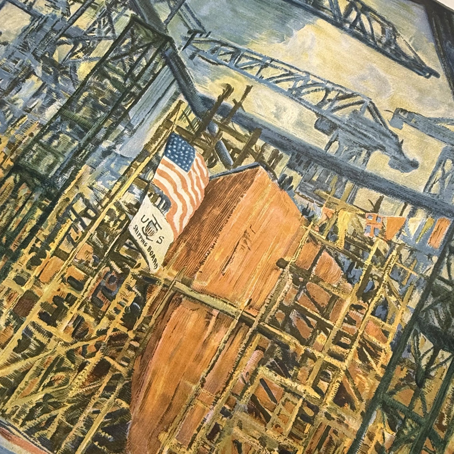 Original 1918 WWI Poster — "On the Job for Victory" — 42" x 57" — Linen-backed