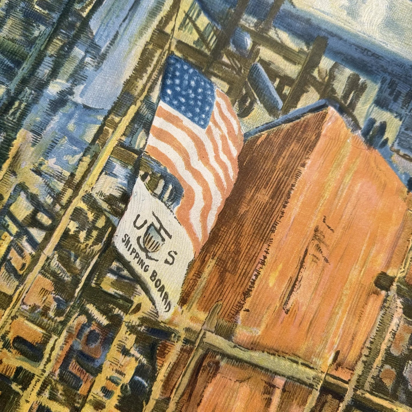 Original 1918 WWI Poster — "On the Job for Victory" — 42" x 57" — Linen-backed