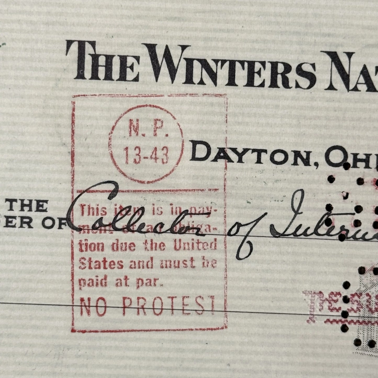 Orville Wright Signed Check to the IRS — 1938