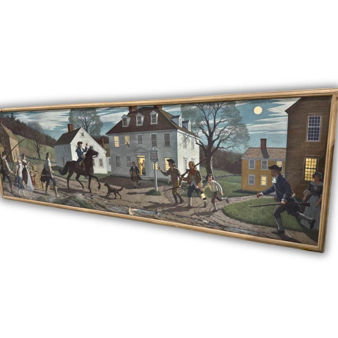 12' wide canvas mural — "Paul Revere Halts to Warn the Farmers on His Way to Lexington, 1775" — A. Lassell Ripley