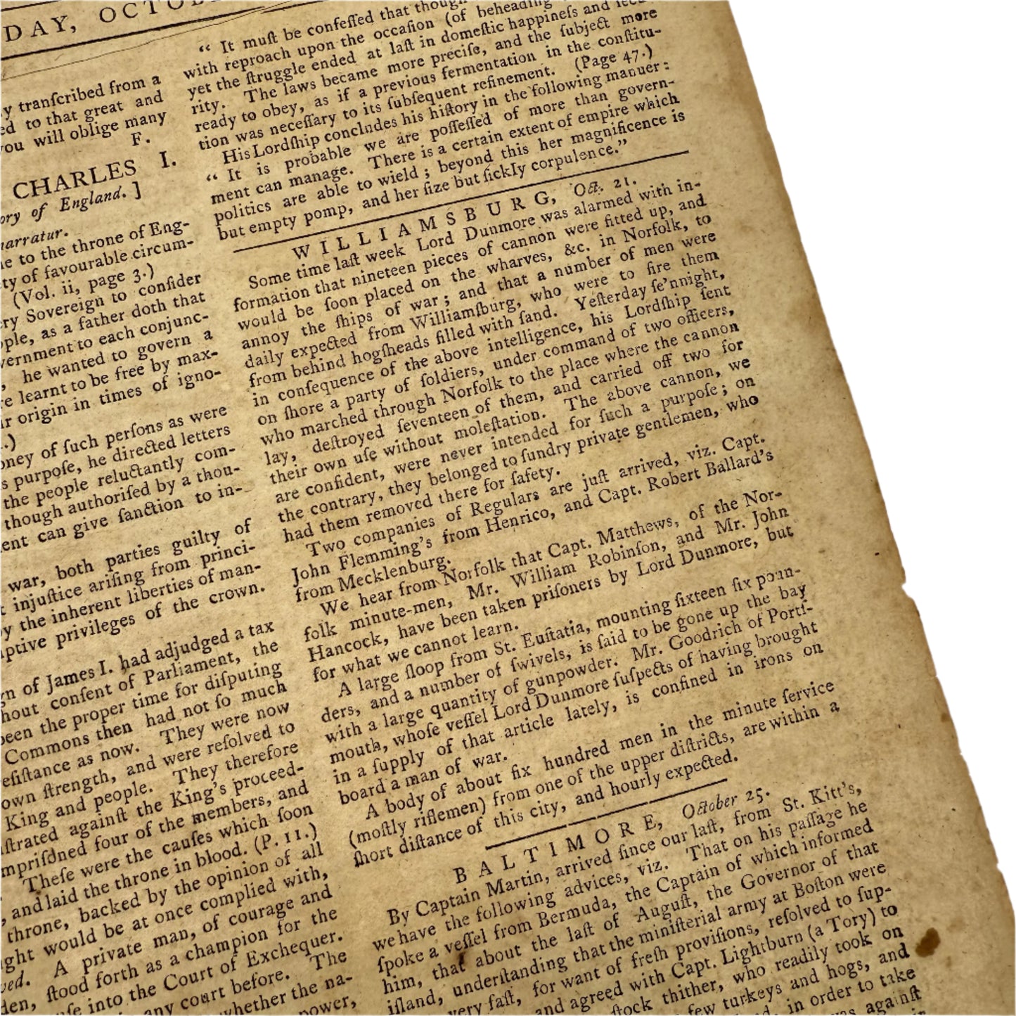 "Pennsylvania Evening Post" with an early reference to "Minutemen" — October 31, 1775