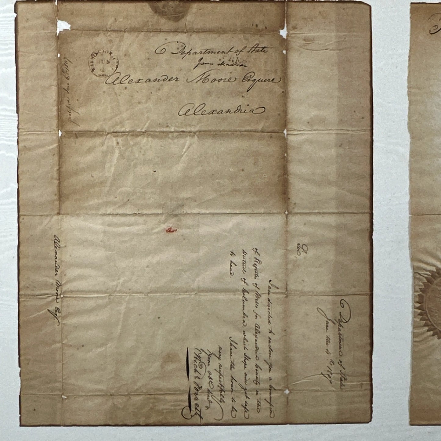 Presidential appointment signed by Thomas Jefferson and James Madison - 1807 - In an antique frame