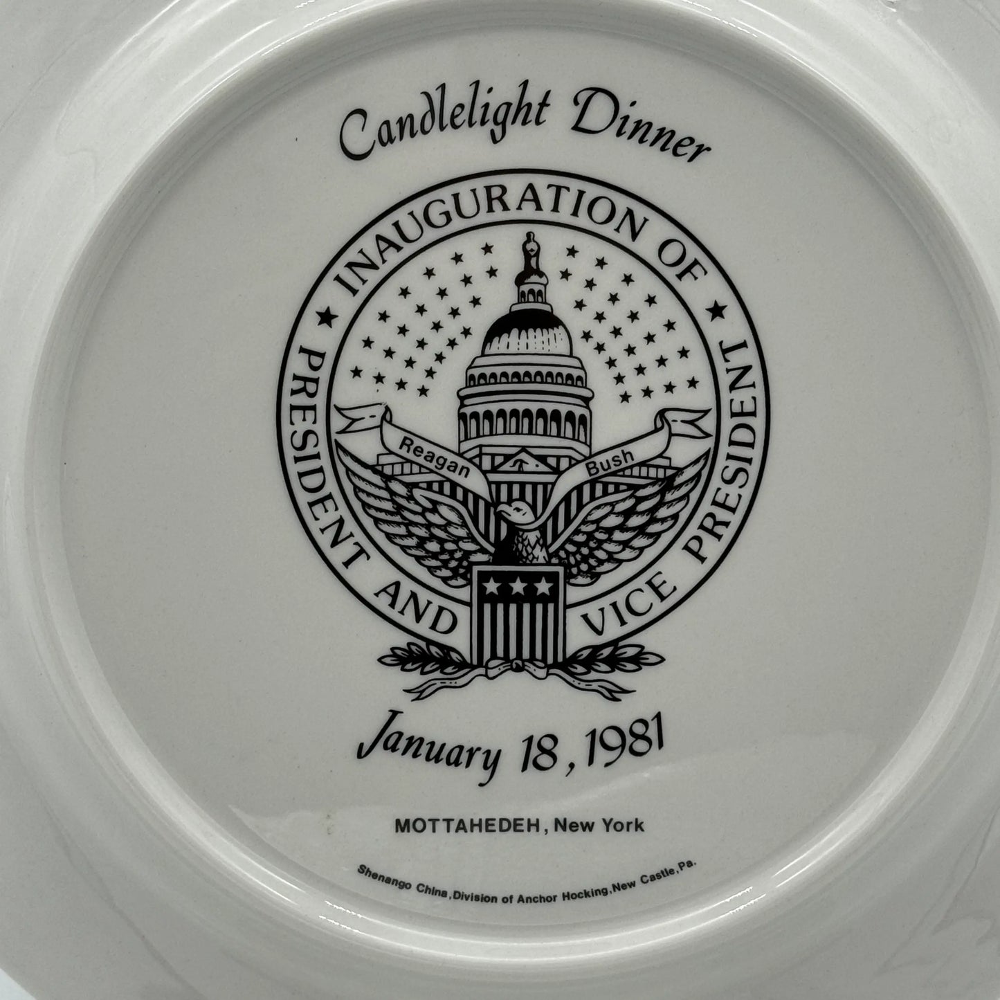 Reagan-Bush Inauguration "Candlelight Dinner" Plate — January 18, 1981