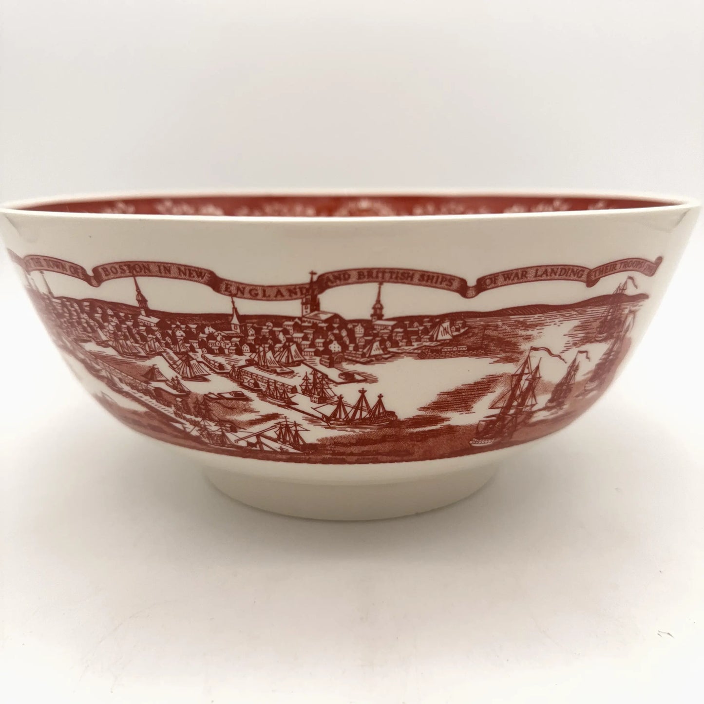 Wedgwood "The Boston Bowl" with Paul Revere's Boston Massacre print in center — In red