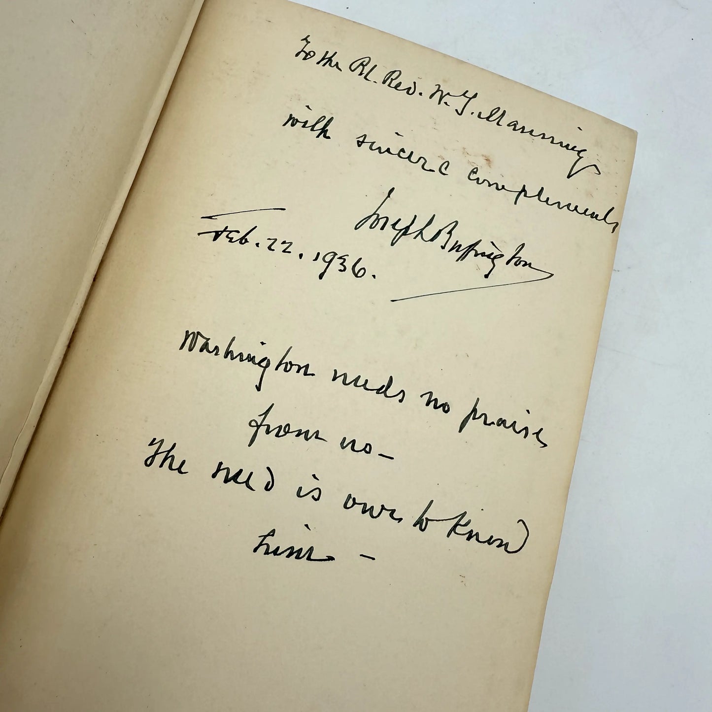 The Soul of George Washington by Joseph Buffington — 1936 — Inscribed by the author