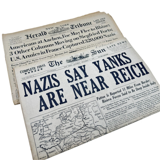 The Sun — September 2, 1944 and the New York Herald Tribune — September 14, 1944 — Sold as a set
