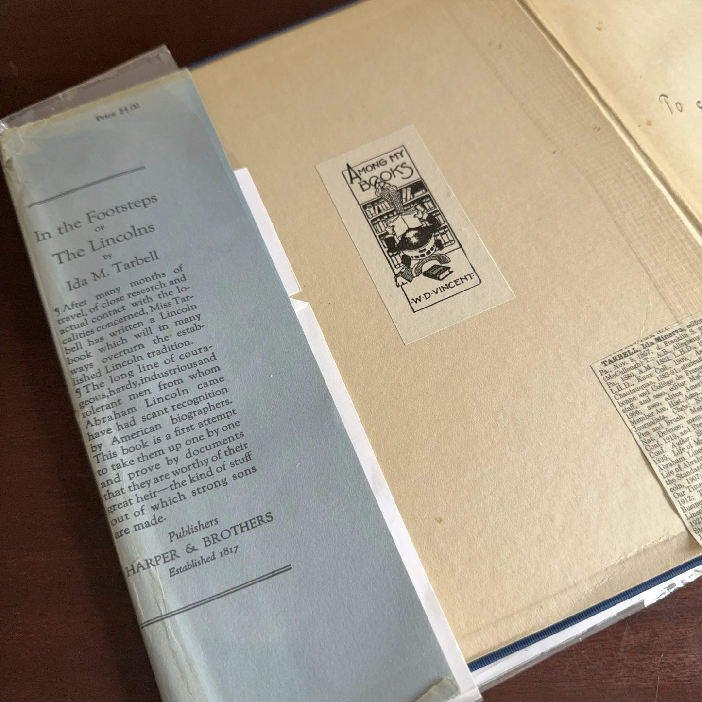 "In the Footsteps of the Lincolns" by Ida Tarbell — Signed and inscribed