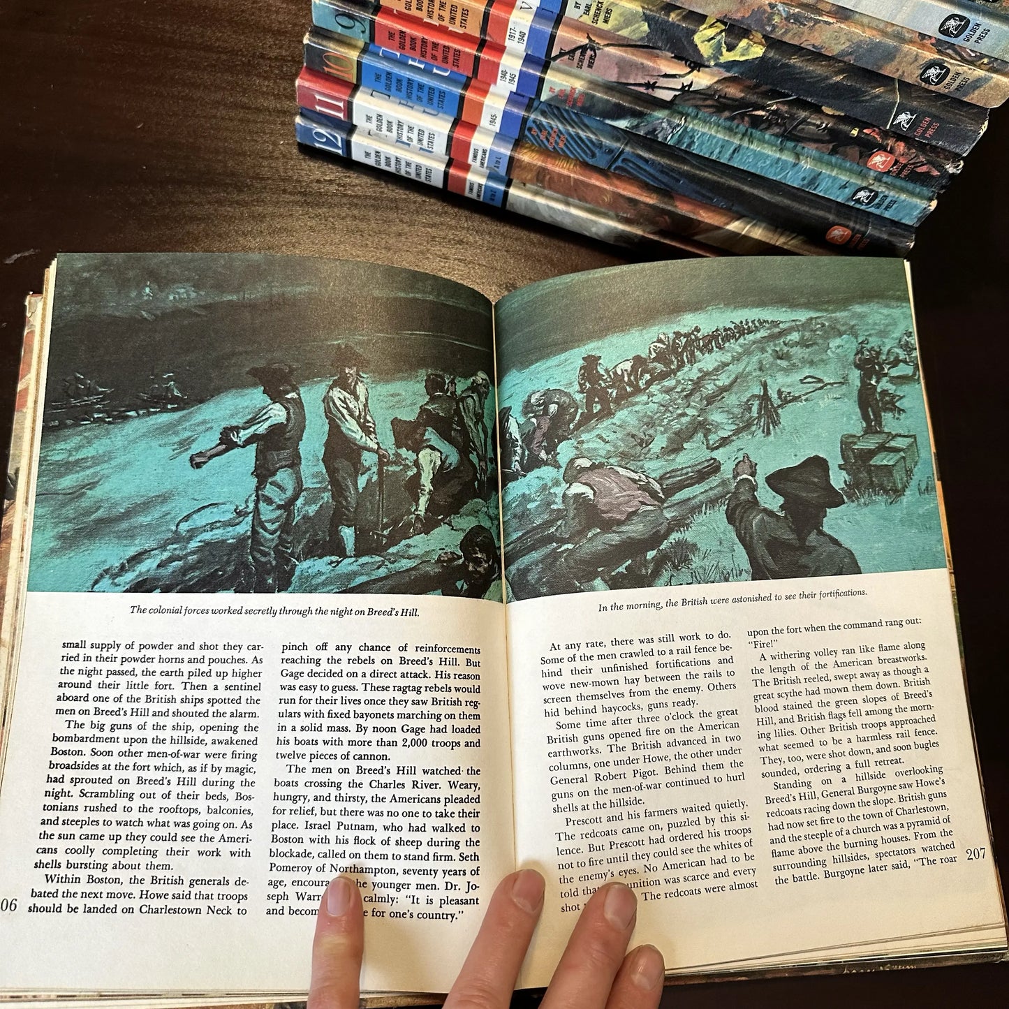 Preparing for the Battle of Bunker Hill — original oil painting by Alton S. Tobey for "The Golden Book History of the United States"