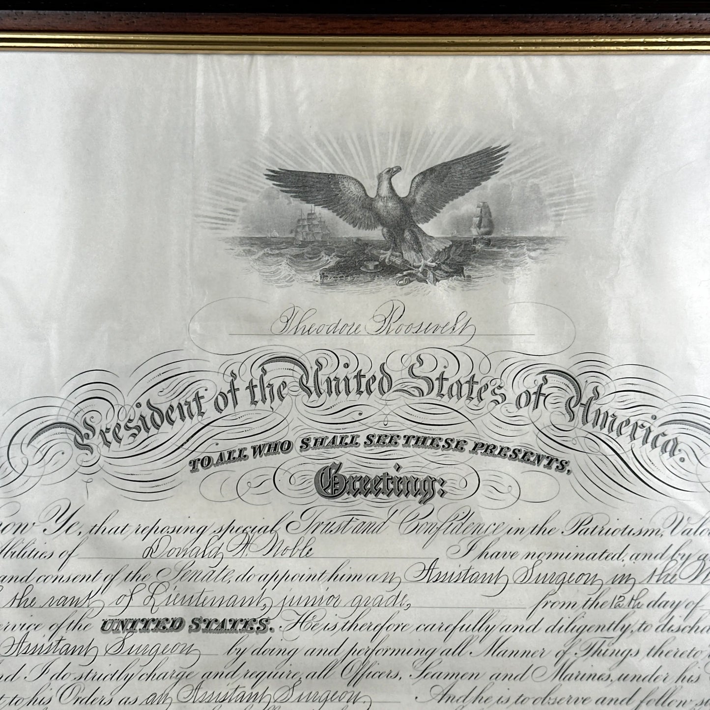 President Theodore Roosevelt Naval Appointment — Signed December 23, 1908
