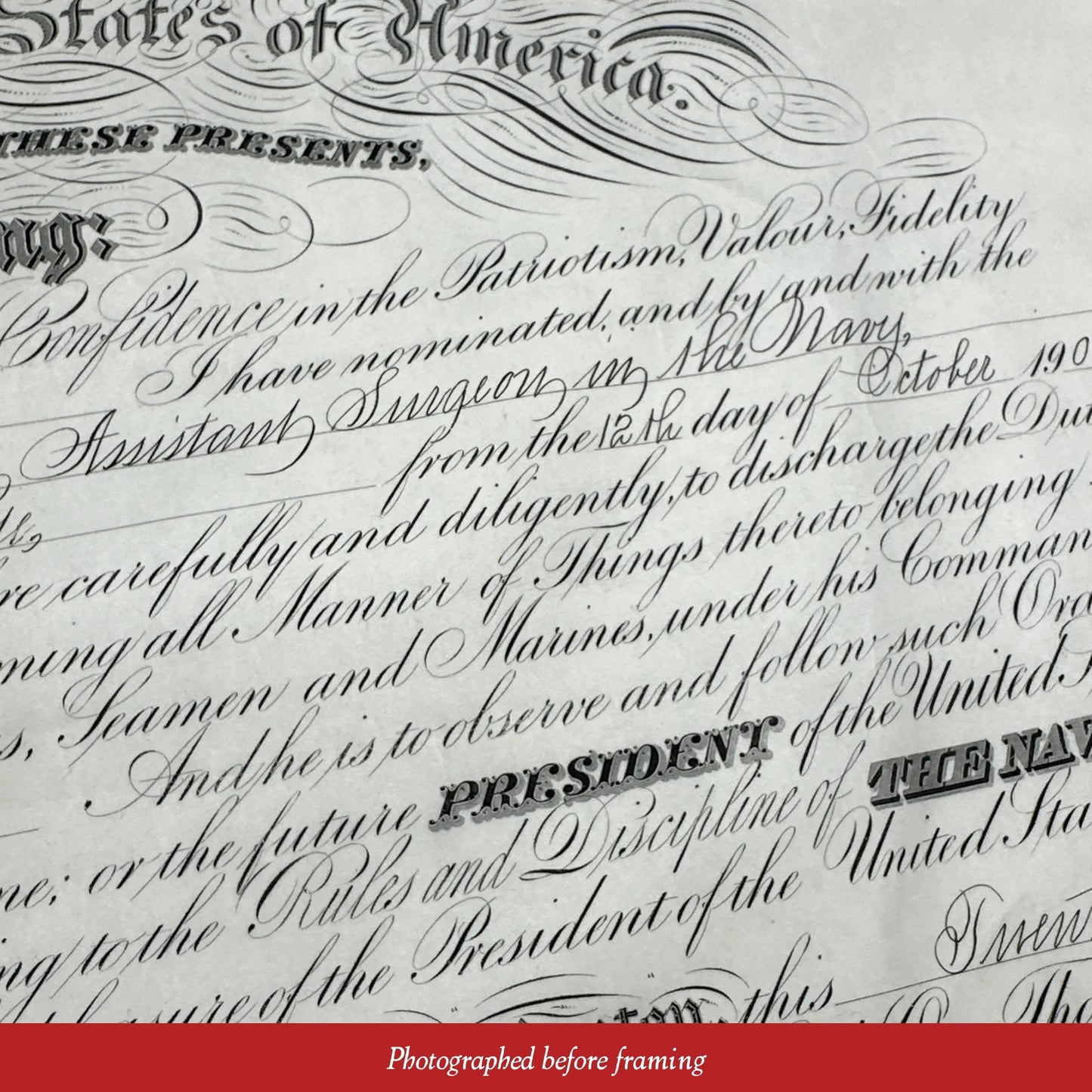 President Theodore Roosevelt Naval Appointment — Signed December 23, 1908
