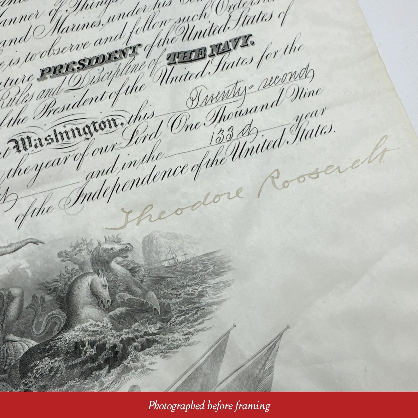 President Theodore Roosevelt Naval Appointment — Signed December 23, 1908