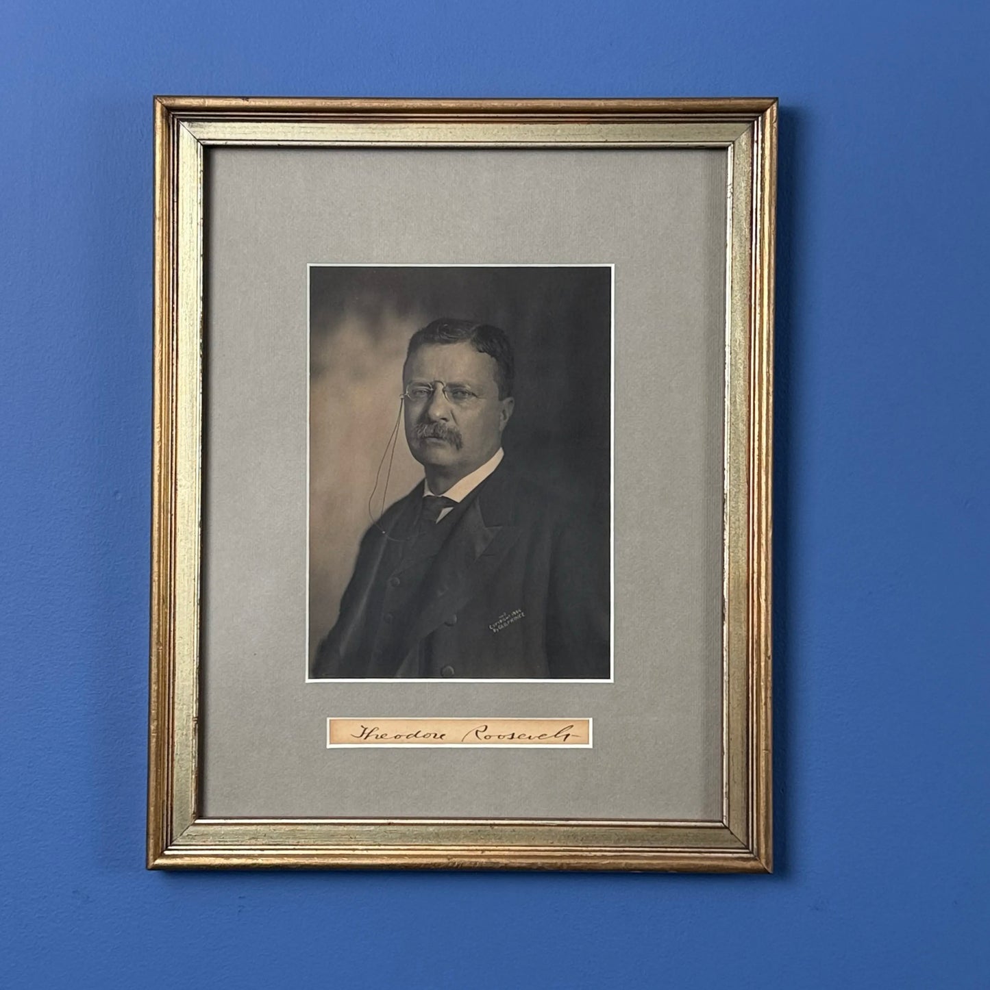 Framed Theodore Roosevelt Portrait with Clipped Ink Signature — 1904