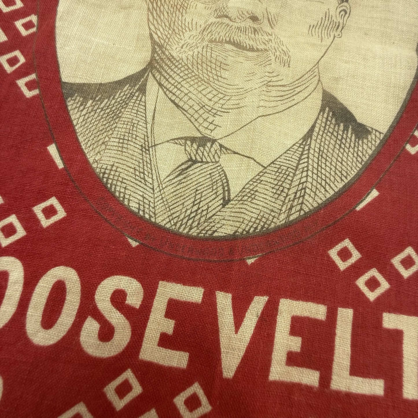 Close up detail of the Theodore Roosevelt Progressive Party Battle Flag Bandana — 1912 from The History List Store.