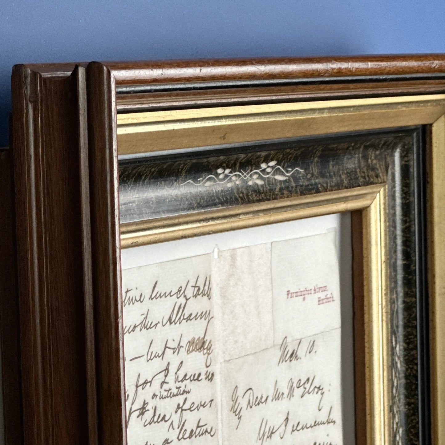 Mark Twain Hand Signed Letter in an antique frame from the period —  Documented by scholars