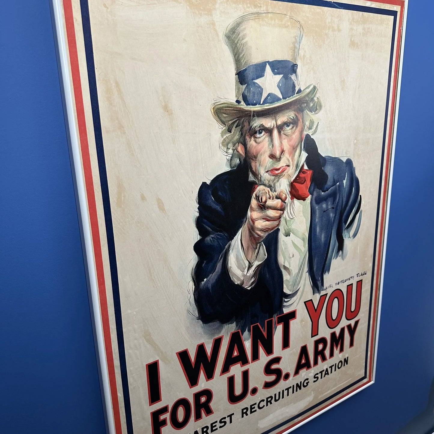 Original 1917 WWI recruiting poster — "I Want You" — Framed