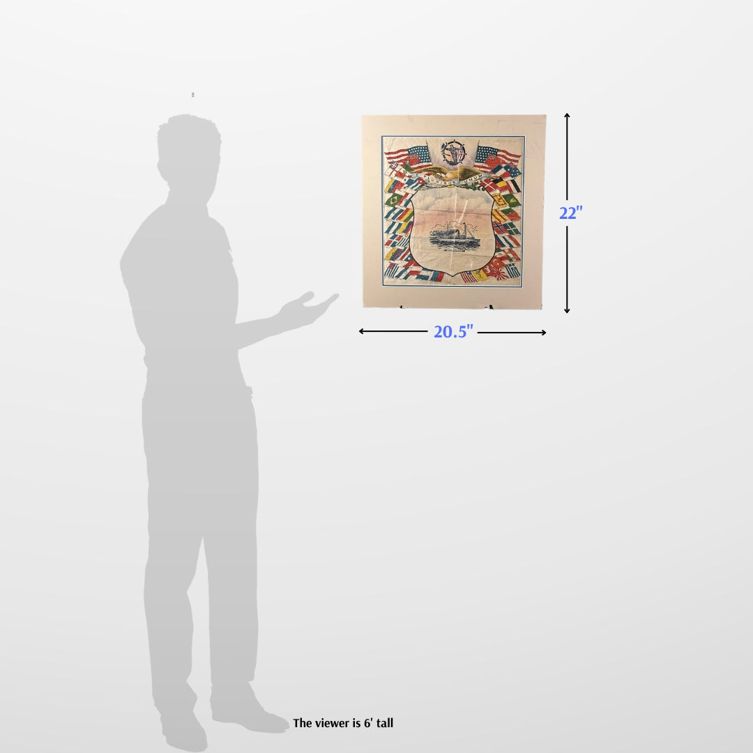 Matted Silk Panel featuring USRC Winona and flags of the nations of the world