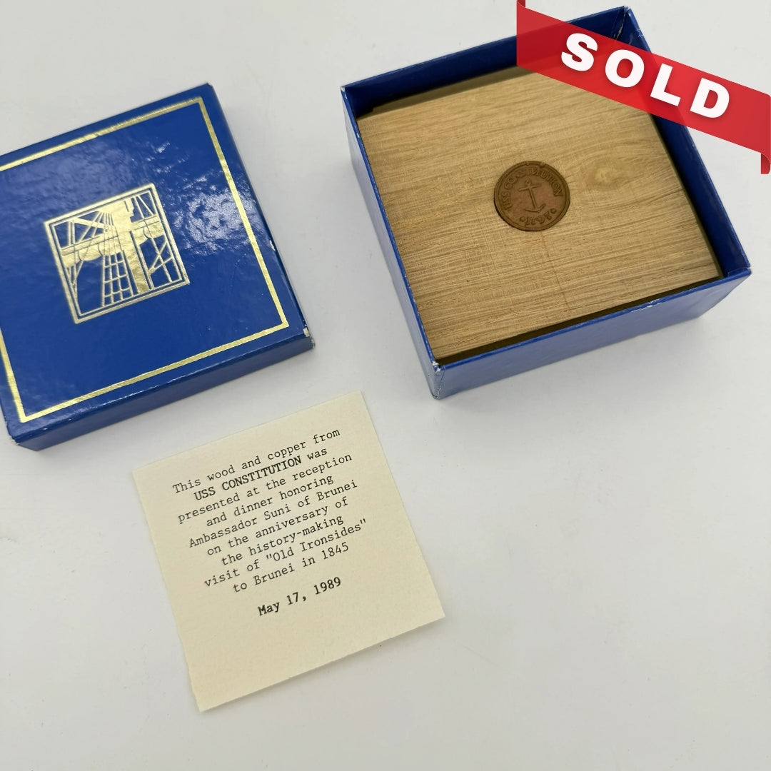 Original wood and copper from USS Constitution presented to the Ambassador of Brunei