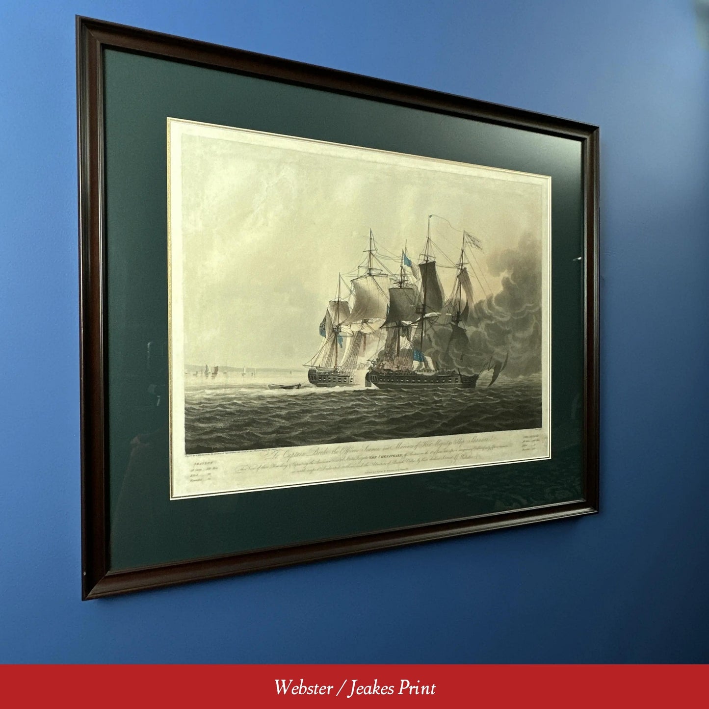 Battle of Boston Harbor with the Frigates Chesapeake and Shannon — 1813 — Two historic framed prints