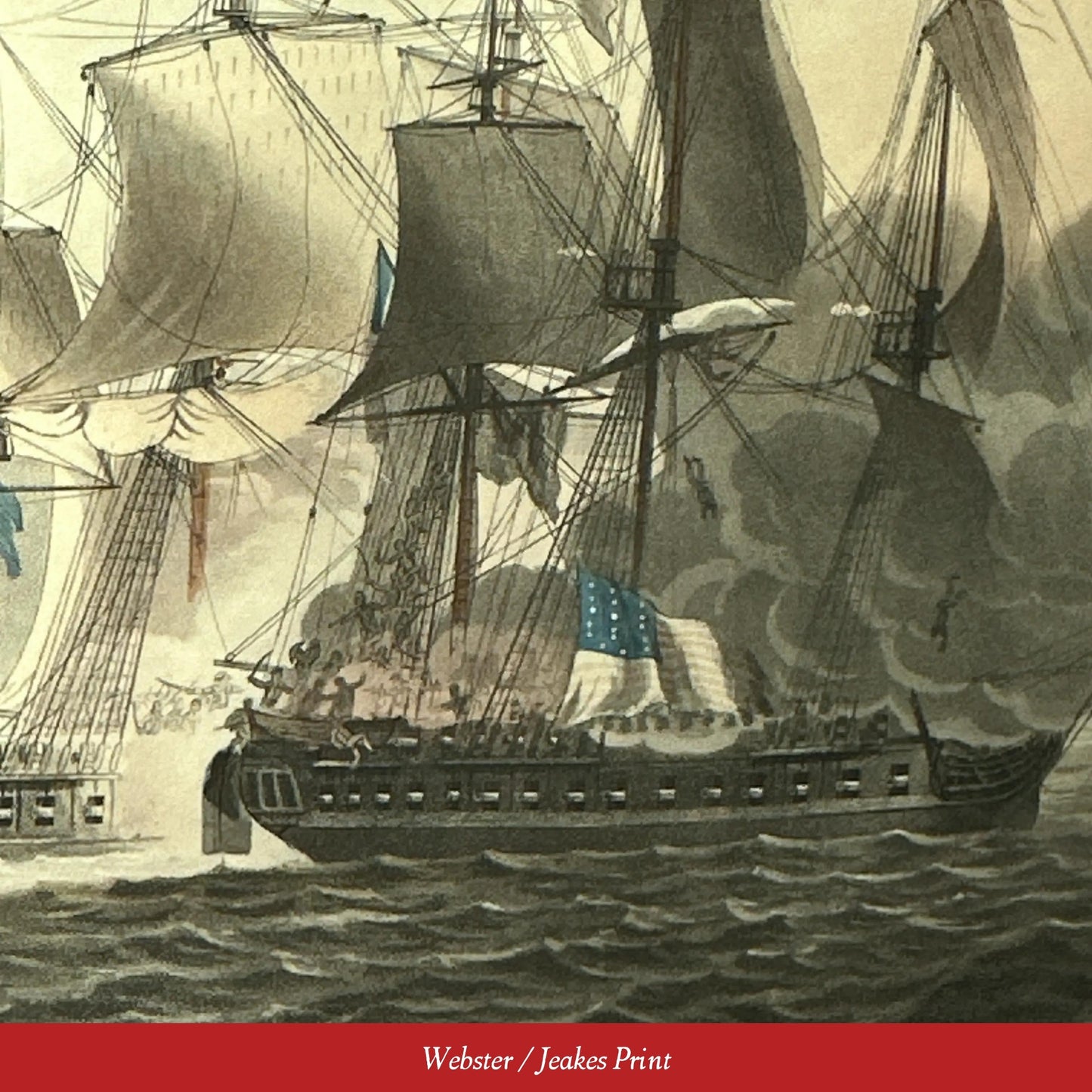 Battle of Boston Harbor with the Frigates Chesapeake and Shannon — 1813 — Two historic framed prints