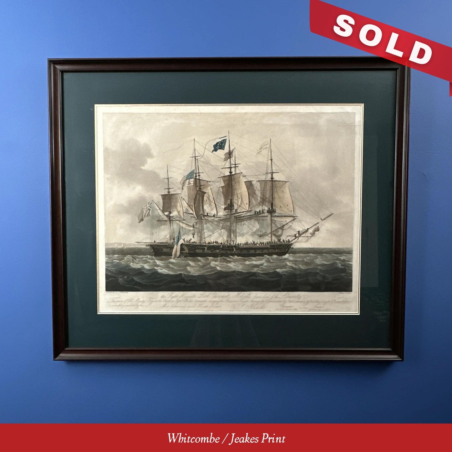 Battle of Boston Harbor with the Frigates Chesapeake and Shannon — 1813 — Two historic framed prints