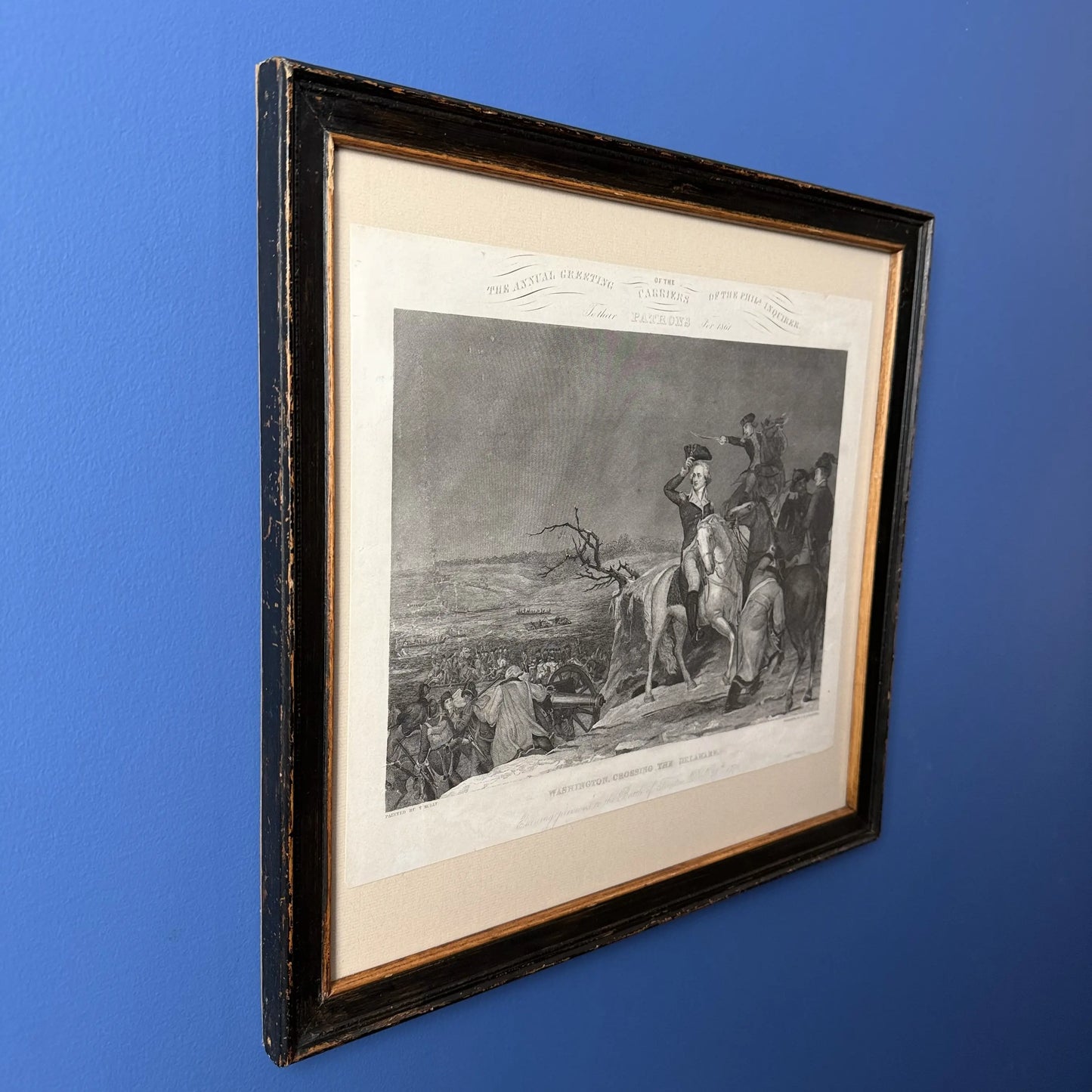 "Washington Crossing the Delaware" — 1861 — Framed