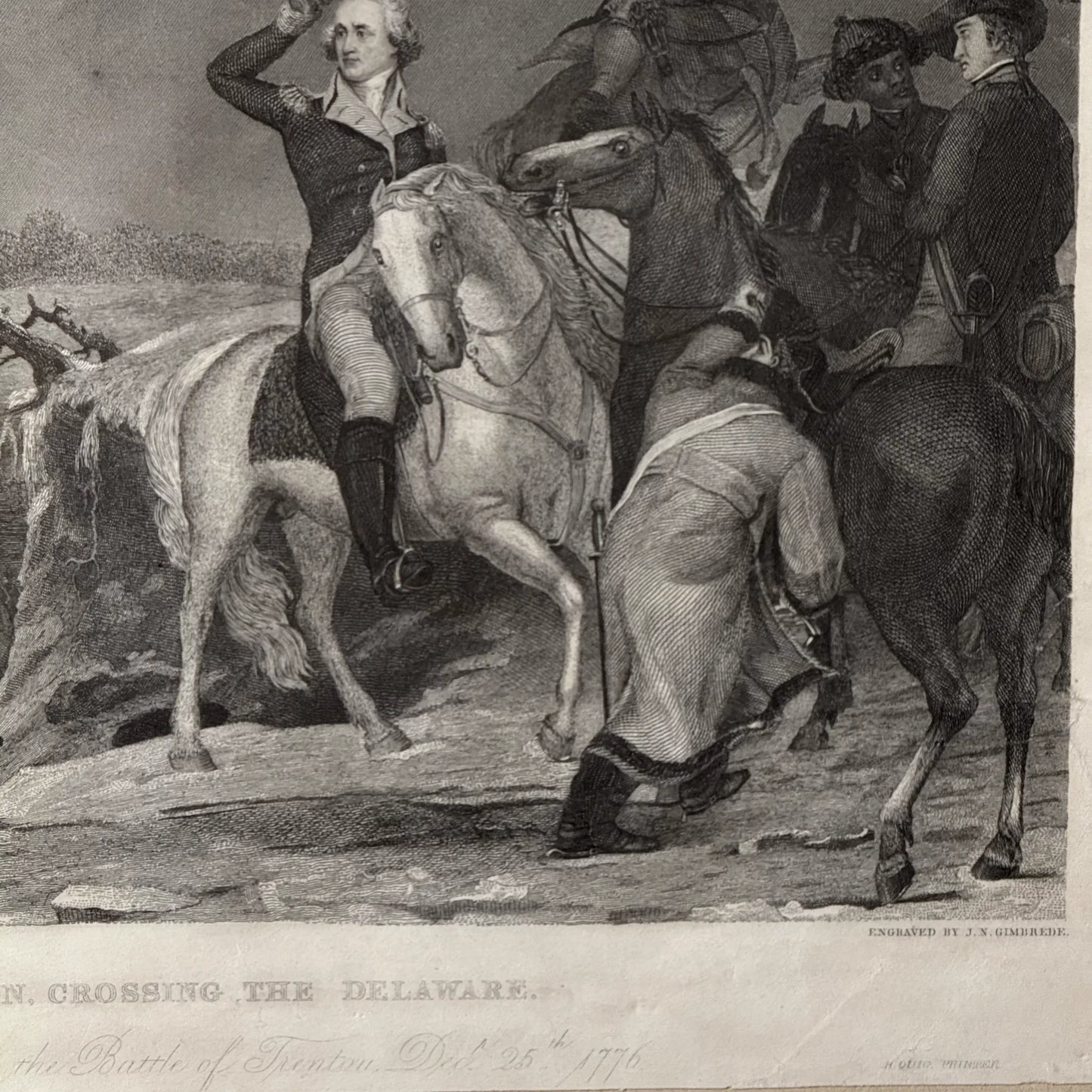 "Washington Crossing the Delaware" — 1861 — Framed